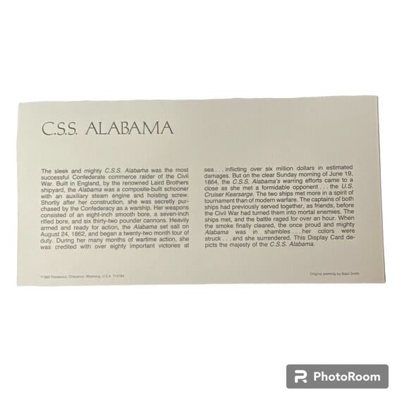 1862 CSS Alabama St Vincent Stamp Basil Smith Print Issued 1982 Ship Boat - Picture 3 of 4